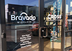 Bravado Door Glass Signs for Entrance in Chicago, IL